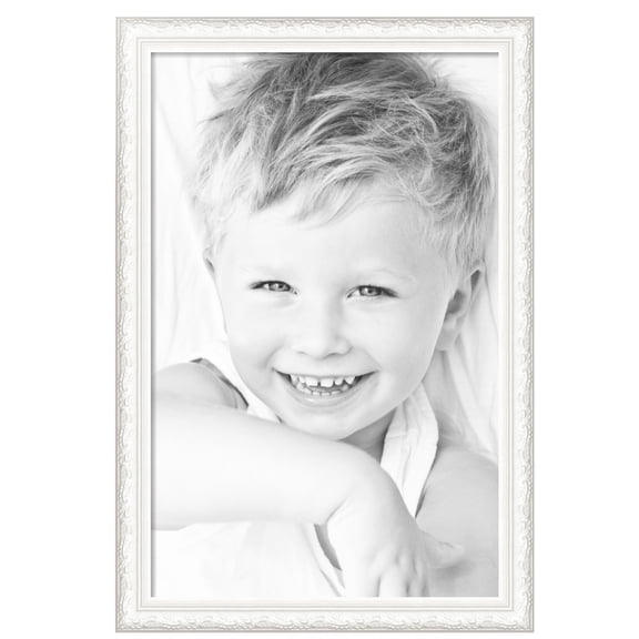 ArtToFrames 27" x 42" Majestic White Picture Frame, 27x42 inch Silver Wood Poster Frame (WOM-5198), Pack