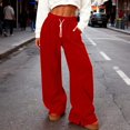thumbnail image 2 of Women'S Fleece Lined Sweatpants Foldover Waistband Drawstring Wide Leg Sweat Pants Fashion Lounge Pants With Pockets, 2 of 9
