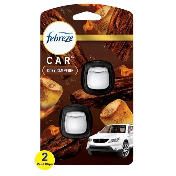 Ambientador para ventilación de coche, Febreze, acogedor, aroma a fogata, paquete de 2