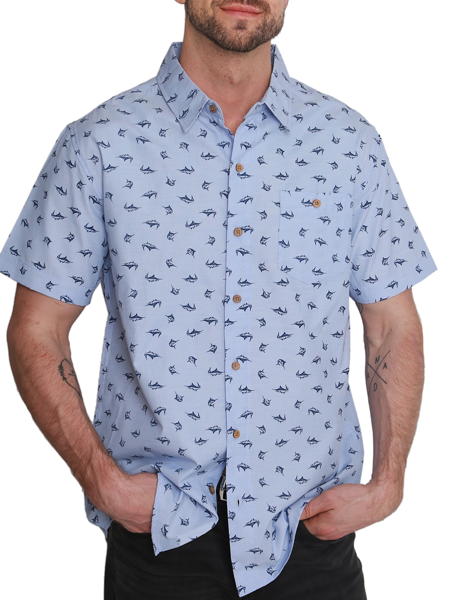 Pacific Marlin Men's Short Sleeve Hawaiian Woven Shirt