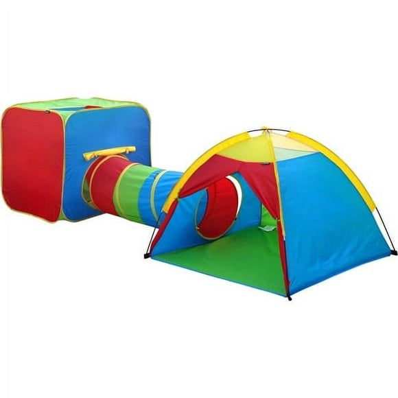 GigaTent 3 in 1 Tunnel One Cube One Dome Tent & One Tunnel Polyester Play Tent, Multi-color
