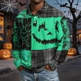 thumbnail image 7 of GrmtClth Mens Regular Fit Retro Halloween Polo Shirts Long Sleeve Distressed Crack Texture Pumpkin Graphic Lightweight Breathable Family Party Athletic Tops Green XL, 7 of 7