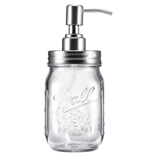 Clear Glass Jar Soap Dispenser with Stainless Steel Pump Classic Decor