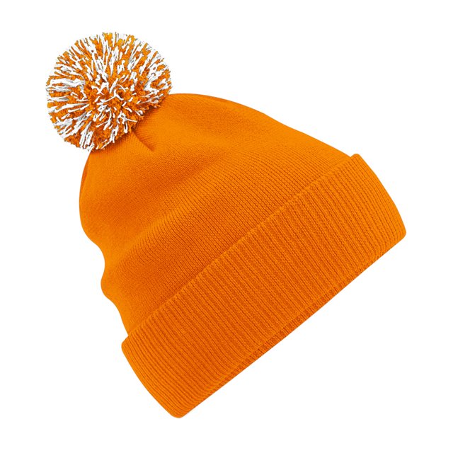 Beechfield - Gorro Beanie Snowstar para Adultos Unisex (Naranja, Blanco)