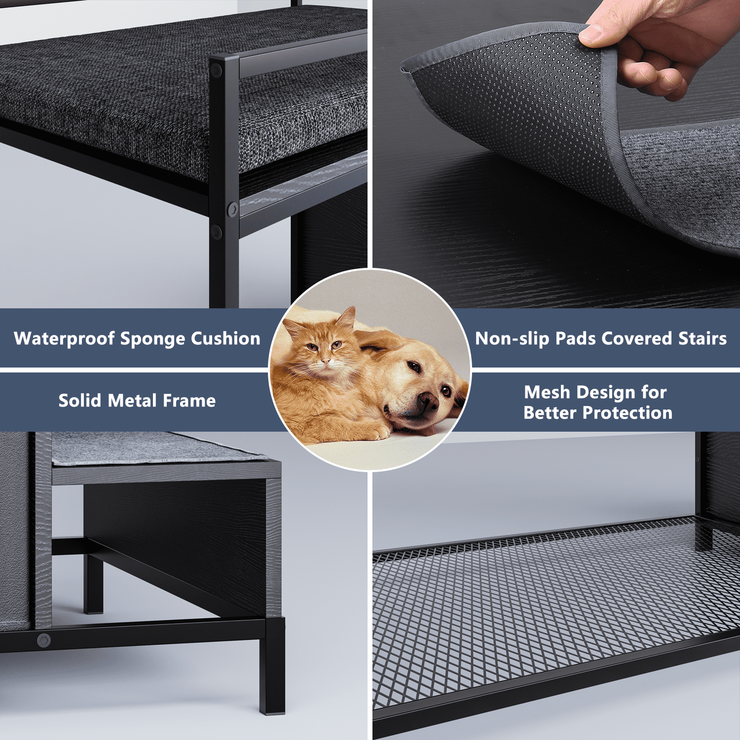 BOSSIN Pet Window Perch with Stairs,  3 Drawers Large Pet Bunk Bed for Dogs and Cats