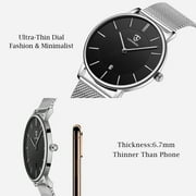 A ALPS Mens Watches Fashion Quartz Mens Watches Ultra Thin Minimalist Wristwatches with Stainless Steel Strap Gift for Man Fathers Day Gifts