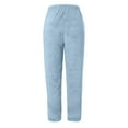 thumbnail image 5 of Feancey Womens Fuzzy Leggings Winter Warm Fleece Pajama Bottoms Cozy Soft Fluffy Lounge Pants Solid Color Casual Plush Pj Leggings Christmas Gifts Sky Blue XXL, 5 of 8