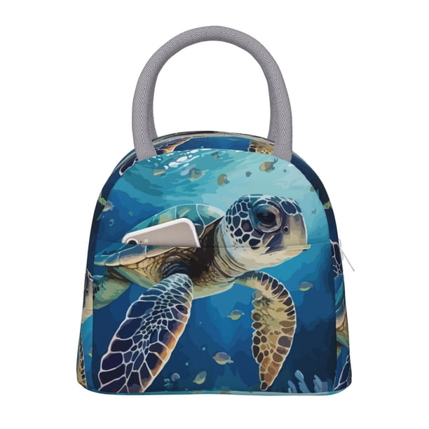 Easygdp Watercolor Turtle Bolsa de Almuerzo Insulada Grande, Forro de Aluminio, Diseño Espacioso, a Prueba de Fugas, Ideal para Trabajo, Picnics, Viajes y Actividades al Aire Libre