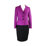 Le Suit Purple Black Crepe Skirt Suit 8P
