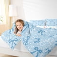 thumbnail image 3 of Erosebridal Blue Bowknot Kids Full Size Comforter Sets, Fashion Glitter Stars Bedding Sets, 3-Piece, 3 of 6