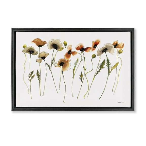 Stupell Industries Autumn Poppy Sprigs Botanical & Floral Painting Black Floater Framed Art Print Wall Art, 25 x 17