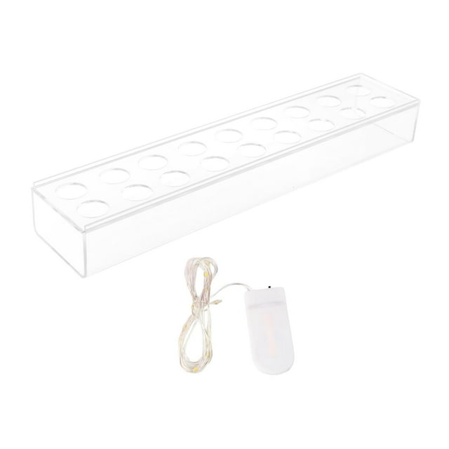 Florero de acrílico Florero Florero Maceta Plantas hidropónicas Titular Luces LED Cadena Flores Cajas Titular de agua para la celebración de la fiesta 45cmx10cmx6cm