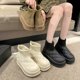 thumbnail image 5 of Botas de nieve para mujer, estilo coreano de invierno, forro polar, ropa exterior cálida, suela gruesa, caña alta, zapatos acolchados de algodón, botas cortas de manga, 5 of 5