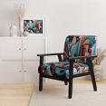 thumbnail image 2 of Designart "Unleashed Geometry in Orange and Blue III" Orange Abstractions Upholstered Accent Chair - Modern Arm Chair For Bedroom, 2 of 7