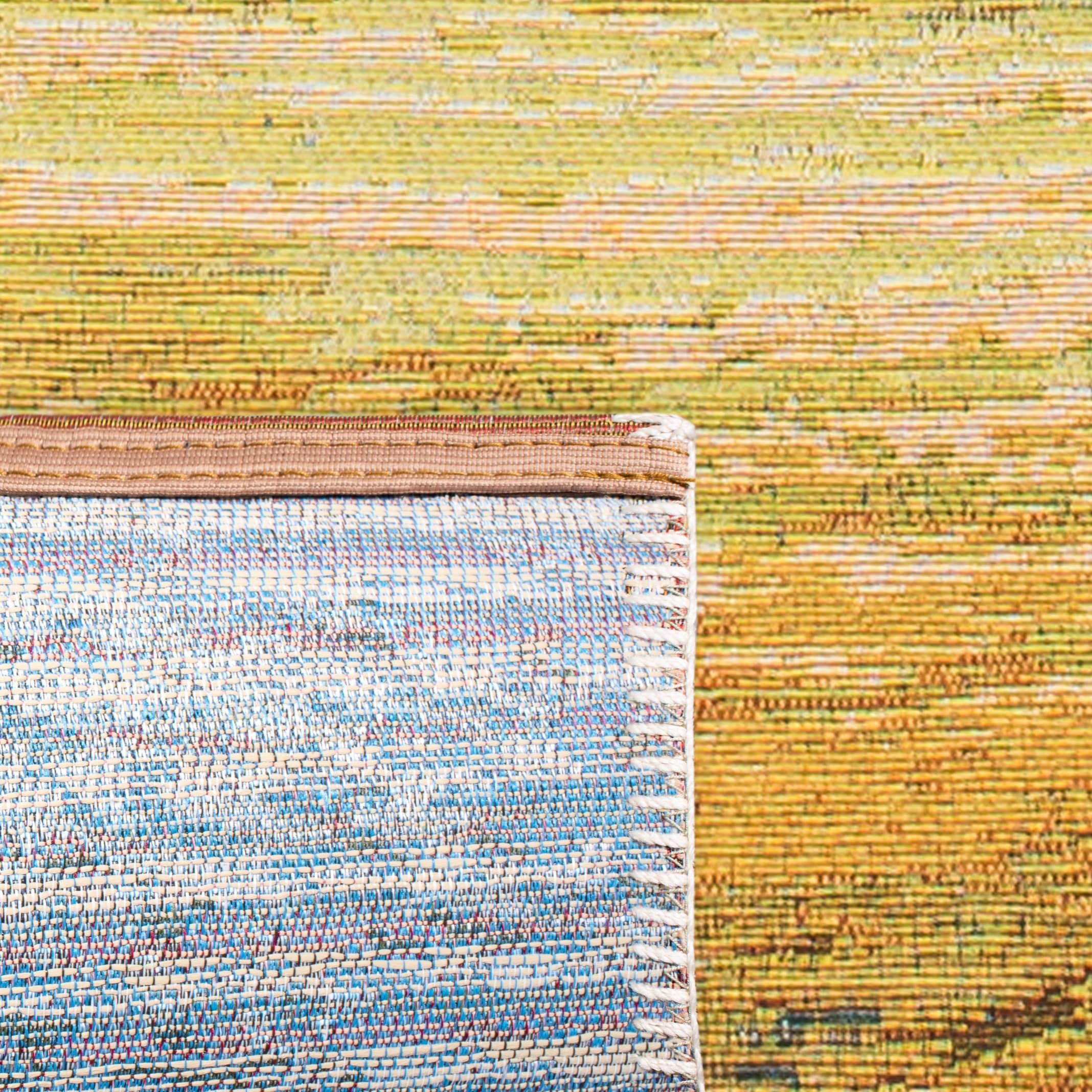 SAFAVIEH Barbados Sunset Waves Outdoor Area Rug, 8' x 10'5", Blue/Gold