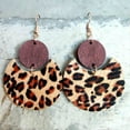thumbnail image 4 of Wood Circle Cutout Cowhide Genuine Leather Statement Earrings Women Fall Jewelry, 4 of 8