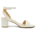 thumbnail image 2 of BURUDANI Women's Open Toe Ankle Strap Low Block Chunky Heels Sandals Party Dress Pumps Shoes WHITE/PU Size 9, 2 of 4
