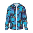 thumbnail image 1 of Fotbe Blue Butterflies Chaqueta con Protección Solar UPF 50+ para Hombre y Mujer, Camisa con Capucha y Bolsillos-3X-Large, 1 of 7