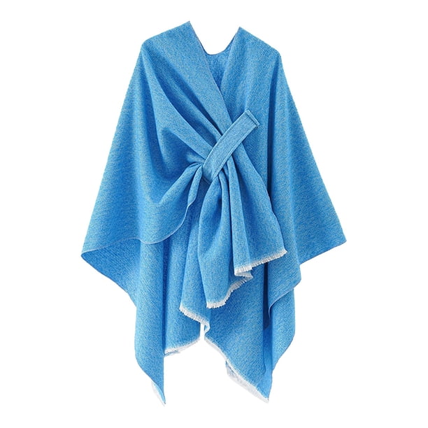 Poncho grande con abertura delantera para mujer - Chal de punto, material de poliéster - Talla única
