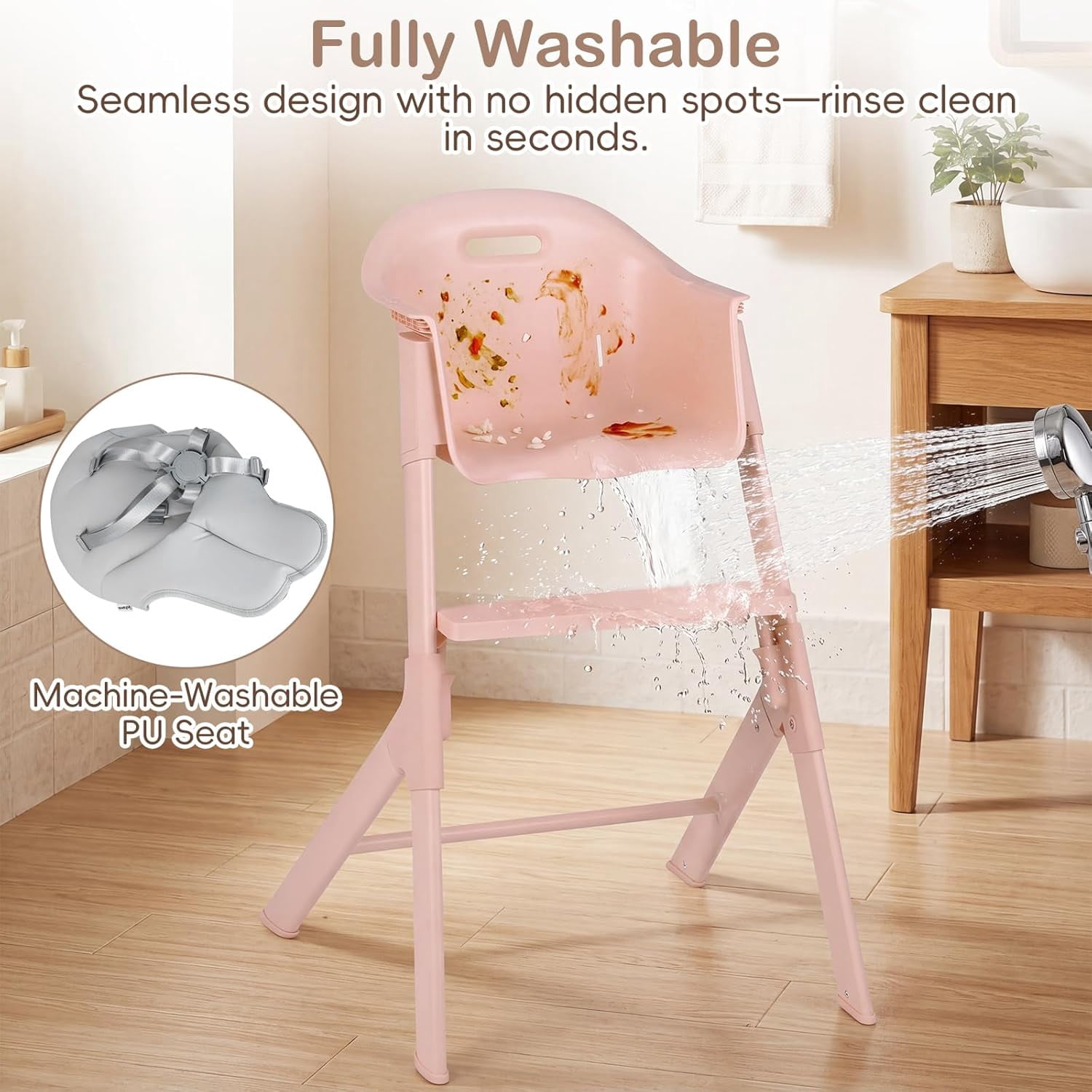 INFANS Baby High Chair, Full-Body Washable High Chairs for Babies and Toddlers Easy to Clean with Tray, 5-Point Harness, Light-Wight Design for Toddlers 6-36 Months