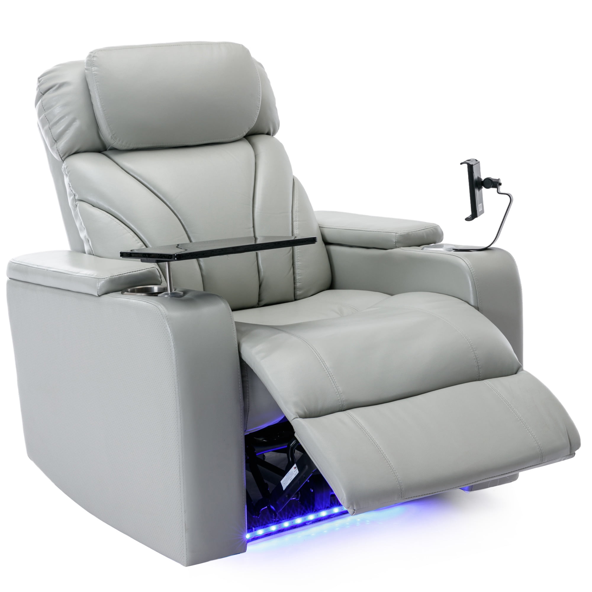 Harper & Bright Designs Electric Power Motion Recliner Chair with USB Charging & Bluetooth Speaker, Recliner w/ Hidden Storage, Cup Holders, Home Theater Living Room Chair, Light gray