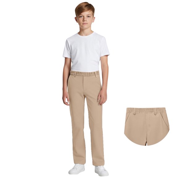 School Uniforms for Boys Pull On Pants with Pockets Straight Pants Kids Khaki Pants Boys Back to School Outfits for Boys Teen Boys Pants 13-14 Years