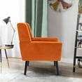 thumbnail image 3 of Glavbiku Modern Soft Armchair Velvet Upholstered Accent Chair with Black Leg for Indoor,Orange,Adult, 3 of 12