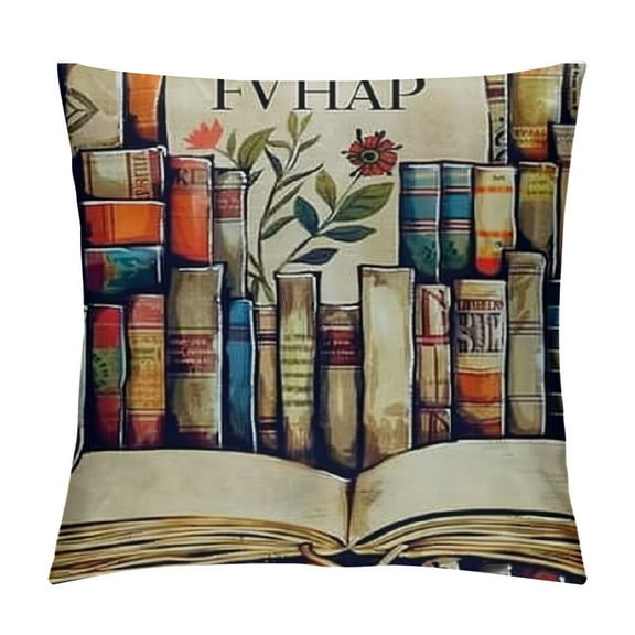 Black Books are My Happy Place Reader Decorative Pillowcase Throw Pillow Cover Case Chair Sofa Bed Home Decoration