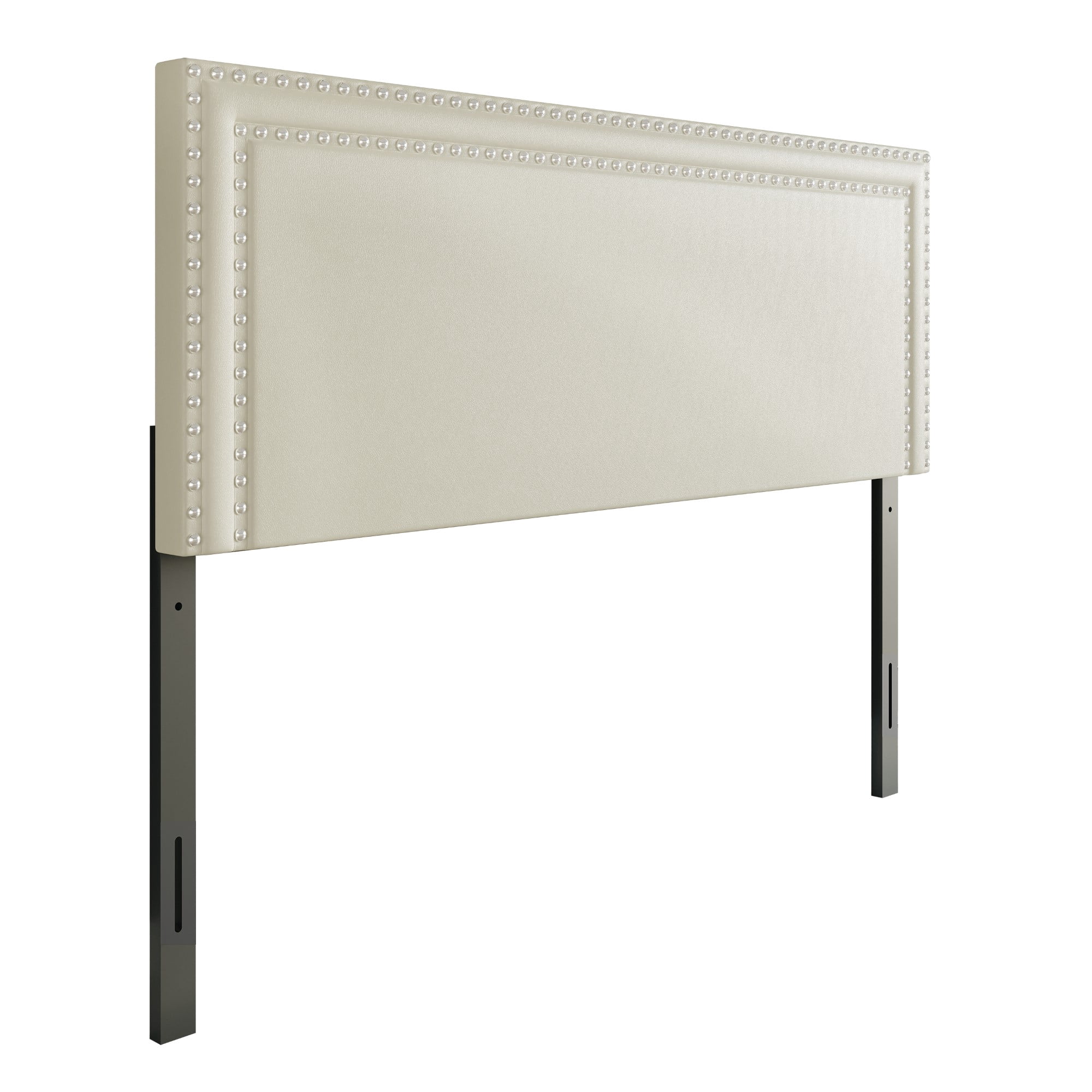 Home Design Sarasota Twin Upholstered Headboard with Double Nailhead Trim and Foam Padding, Cream, Easy Assembly