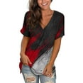 thumbnail image 2 of WXLWZYWL Women's Loose Tops Crewneck Print Tees Short Sleeve T Shirt Blouse Loose Tops Red, 2 of 5