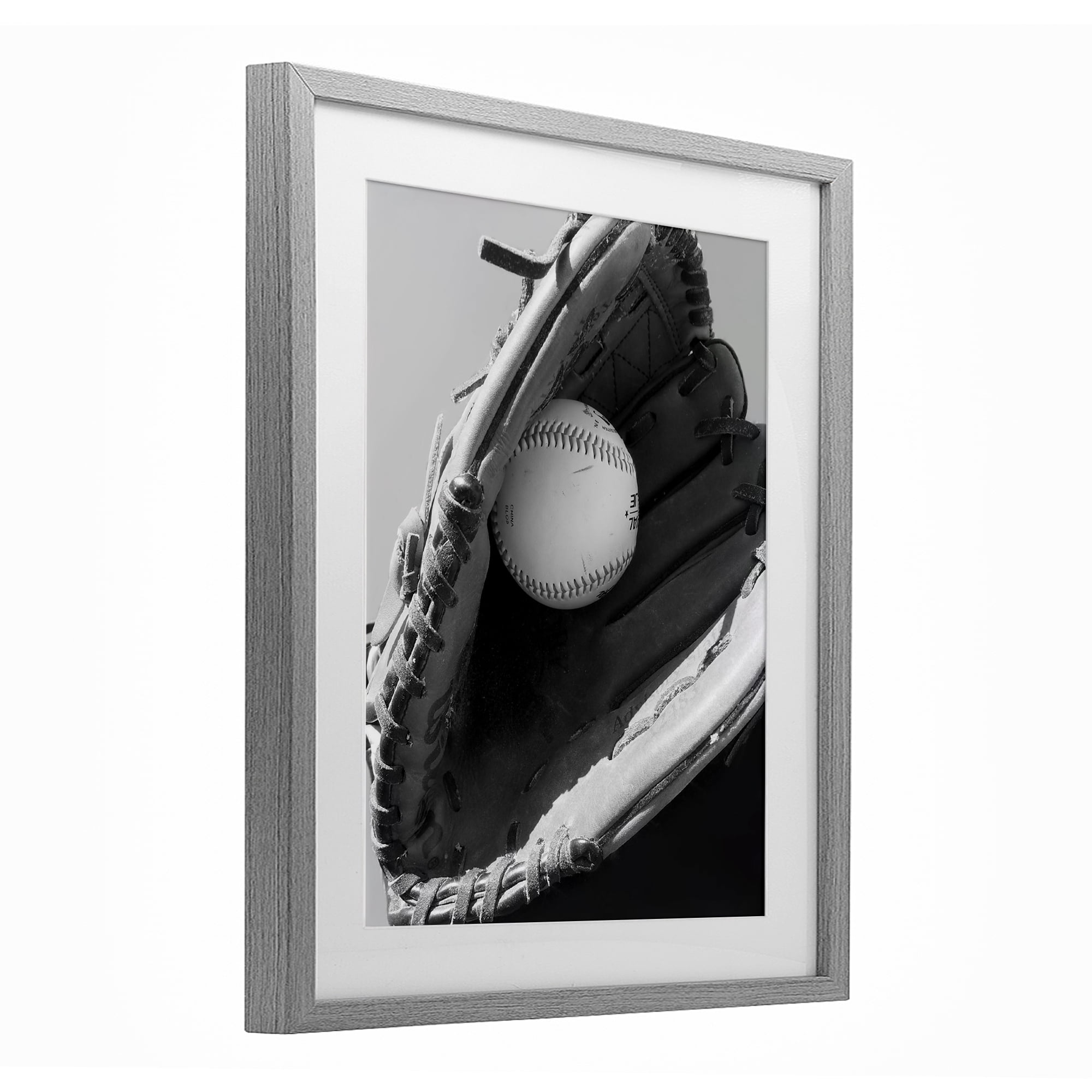 Stupell Industries Nice Catch Baseball Gray Framed Print Under Glass, design by Marcus Prime