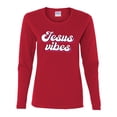 thumbnail image 2 of Wild Bobby, Jesus Vibes Inspirational/Christian Women Graphic Long Sleeve Tee, Red, Small, 2 of 6