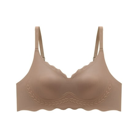 BYHONG Women s Seamless Wireless Bra with Bunny Ear Design for Small Bust Push Up and Comfortable Undergarment Coffee M