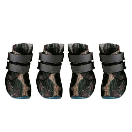 Desheus 4Pcs Pet Shoes Solid Color Anti-slip Breathable Dog Mesh Boots for Summer