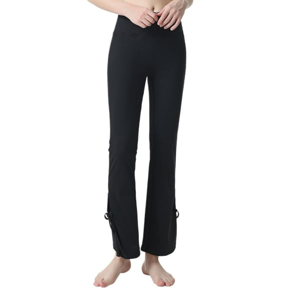 SWSMCLT Women's High Waisted Yoga Pants Flared Pants Bootcut Slit Split Trousers Long Casual Petite Black 12
