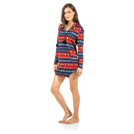 

Ashford & Brooks Women s Sweater Fleece Zip Up Hooded Sleep Lounge Shirt