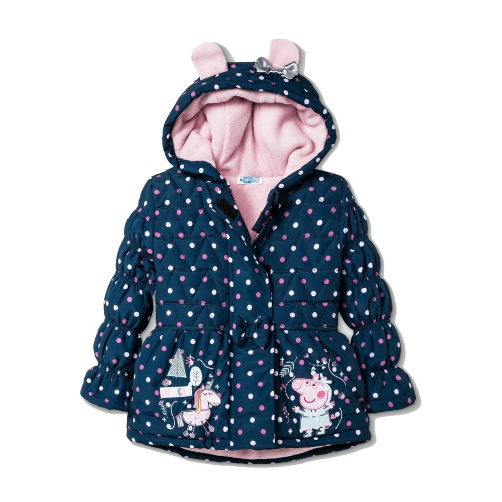 Peppa Pig Polka Dot Puffer Jacket Coat With Hooded 3D Ears (Toddler