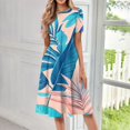 thumbnail image 2 of DBAIXID Knee Length Dress for Women Summer Plus Size Short Sleeve Crewneck Floral Print Flowy Midi Dresses with Pocket Blue 2XL, 2 of 7