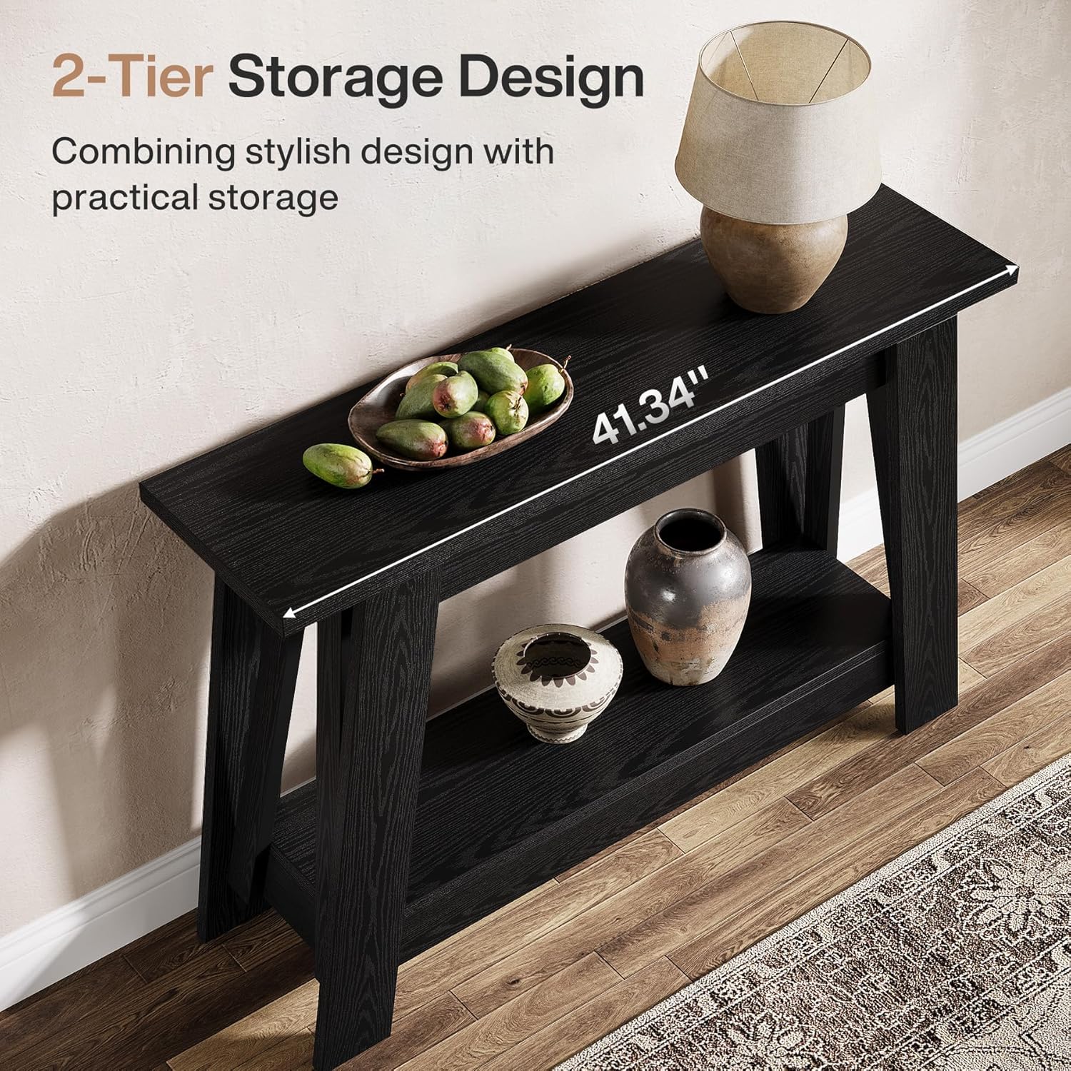 Tribesigns 41.3" Farmhouse Console Table, 2-Tier Wooden Entryway Table with Storage