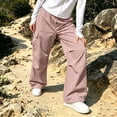 thumbnail image 7 of Mifsaly Women's Cargo Pants High Waisted Parachute Pants Lightweight Relaxed Fit Baggy Athletic Joggers with Pockets for Outdoor Camping and Streetwear Pink,XS, 7 of 7