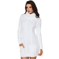 thumbnail image 4 of POGLIP Robe Pull en Tricot Torsadé à Col Bénitier Blanc pour Femmes, 4 of 6