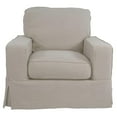 thumbnail image 6 of Sunset Trading Americana Box Cushion Track Arm Slipcovered Chair and Ottoman in Light Gray, 6 of 6
