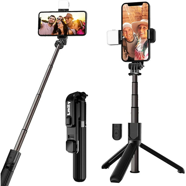 Gezicht omhoog reputatie patrouille Selfie Stick Tripod with Fill Light Wireless Bluetooth Detachable Remote,  Extendable to 32 Inches, 360°Rotation, Compatible with iPhone 12, 11, XR,  X, 8, 7, Pro, Max, Plus, SE and Android Smartphone - Walmart.com