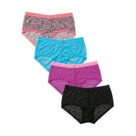 

No Boundaries Juniors Floral Boyshorts Stretchy Panty 4-Pack