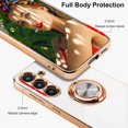 thumbnail image 4 of Dteck for Samsung Galaxy S23 FE Case with Screen Protector, Built-in 360° Rotation Ring Holder Magnetic Stand, Luxury Shiny Plating Edge Shockproof Electroplated Protective Cover,White, 4 of 5