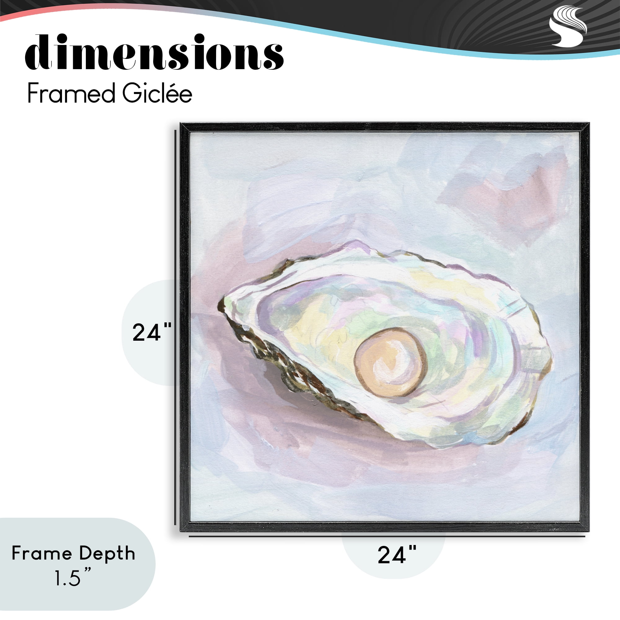 Stupell Industries Silent Opal Oyster Black Framed Giclee Art, design by Melissa Wang