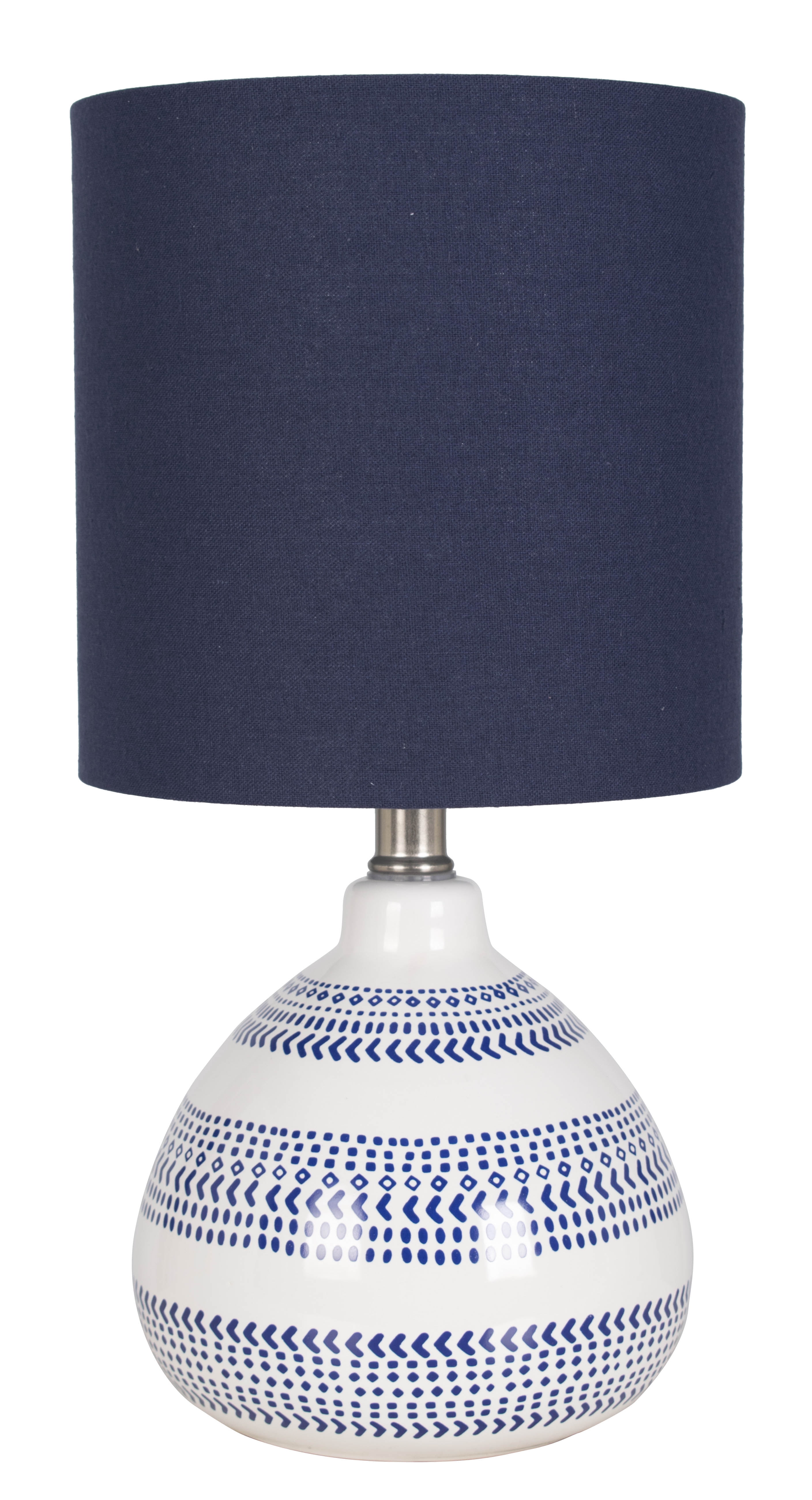 Mainstays Blue And White Ceramic 16, Grey And Blue Detail Ceramic Table Lamp