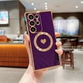 thumbnail image 3 of Feishell for Samsung Galaxy S24 Ultra (6.8 inch) Cute Love Heart Pattern Case for Women Girls,Compatible with Magsafe Charging,Luxury Plating Edge Soft Silicone Shockproof Slim Phone Case,Darkpurple, 3 of 6