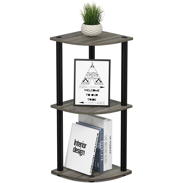 5 Tier Corner Display Rack Multipurpose Shelving Unit, Dark Cherry/Black