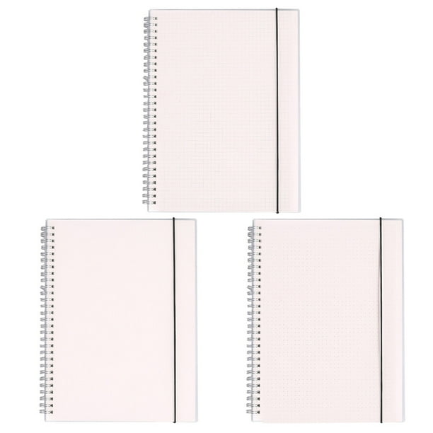 Cuaderno de espiral lateral A6, 3 unidades, libreta, diario, cuaderno portátil, cuaderno de espiral, papelería para estudiantes (en blanco, con puntos y cuadrícula, 1 unidad por cada patrón)
